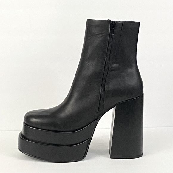 NEW STEVE MADDEN COBRA PLATFORM BLACK LEATHER BOOTS - Picture 8 of 9